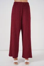 Ensemble deux pièces pour femme : chemisier et pantalon en maille, réf. 30052 - Bordeaux