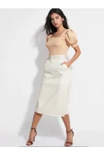 Kadın Bisküvi Kare Yaka Örme Bluz HZL22W-BD104091