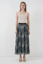 Jupe longue en mousseline 8032 - Indigo