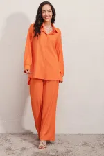 Hazelin Kadın Oranj Oversize Alt-Üst İkili Örme Takım HZL23W-BD158581