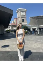 Kadın Beyaz Gofre Kumaş Tek Omuz Bluz HZL25S-ZK13271