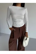 Kadın Beyaz Uzun Kollu Sany Bluz HZL25S-FRY123351