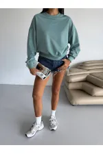 Women's Çağla Green Crew Neck 2 Thread Sweatshirt HZL25W-FRY123391