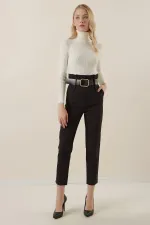 Women's High Waist Belted Fabric Trousers HZL22W-BD164641