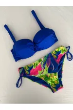 Kadın Saks Mavi Taş İşlemeli Astarlı Bikini Takım HZL25S-LC3334