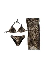 Ensemble bikini dos nu à motif léopard pour femme HZL25S-LC3220