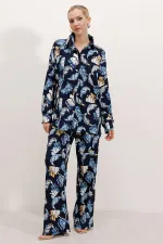 Ensemble deux pièces tricoté 5858 - Bleu marine