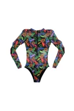 Maillot de bain femme en tulle noir multicolore HZL25S-LC67387