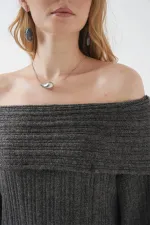 Robe en maille oversize à col Madonna 15920 - Anthracite