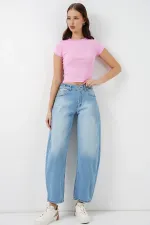 Women's High-Waisted Jeans 30081 - Light Blue
