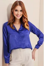 Chemise hijab bleu vif satinée pour femme HZL25W-BD139641