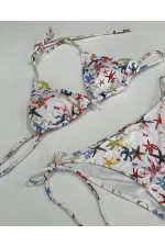 Ensemble bikini triangle dos nu à motif étoile blanche pour femme HZL25S-LC5005