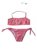 Ensemble bikini sans bretelles à rayures roses et blanches pour fille, motif abeille, 4-12 ans, HZL24S-LC3228