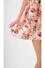 Kadın Sarı Önden İp Bağlamalı Ajurlu Model Saten Yüzeyli Mini Elbise HZL24S-YY250