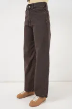 Women's Wide Leg High Waist Palazzo Jeans 6656 - Brown