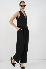 Ensemble deux pièces gilet et pantalon pour femme 30091 - Noir