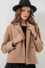 Veste courte en cachemire pour femme 0725 - Biscuit
