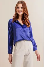 Chemise hijab bleu vif satinée pour femme HZL25W-BD139641