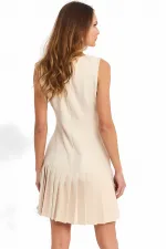 Women's Beige Imported Dooble Fabric Sleeveless Dress HZL25W-FRY122651