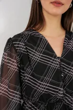 Robe en mousseline à motifs 2137 - Noir1