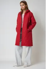 Kadın Bordo Kapitone Uzun Şişme Mont HZL22W-BD151381