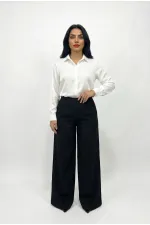 Women's Black Plus Size Shaping Palazzo Pants HZL26S-ZSS120211