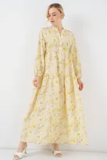 Robe hijab à motifs pour femme 2583 - Jaune
