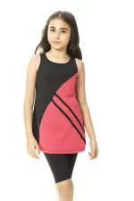 Maillot de bain sans manches pour fille, couleur saumon noir, 6-13 ans, collants, HZL24S-AR1142