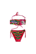 Ensemble bikini sans bretelles rose fluo à motif licorne pour fille de 2 à 8 ans HZL24S-LC3658