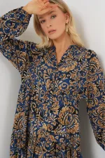 Robe hijab à motifs authentiques 2423 - Bleu marine 11