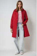 Kadın Bordo Kapitone Uzun Şişme Mont HZL22W-BD151381