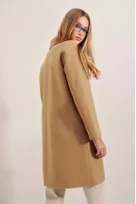 Manteau élégant en cachemire pour femme, doublé, à un bouton et deux poches, HZL23W-BD190851