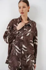 Ensemble deux pièces long jacquard pour femme 30089 - Marron