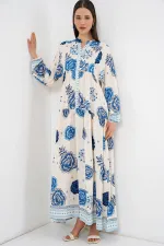 Women's Patterned Long Hijab Dress 2585 - C.Saks
