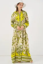 Robe longue hijab à motifs pour femme 2585 - Vert foncé