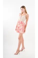 Women's Orange Front Rope Tie Openwork Satin Surface Mini Dress HZL24S-YY250