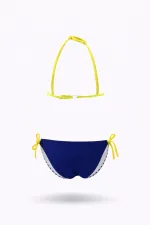 Girls' Navy Blue Butterfly Pattern Triangle Bikini Set, Ages 2-8 HZL24S-LC2134