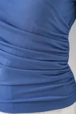 939 Wrap Neck Sandy Blouse - Indigo