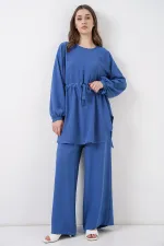 Ensemble deux pièces tunique longue et pantalon pour femme 6719 - Indigo