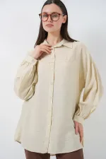 Women's Long Oversize Shirt 5965 - Ecru