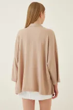 Women's Mink Open Front Layered Collar Textured Seasonal Jacket HZL22S-BD158621