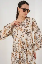 Robe longue à motifs 1947 - Beige