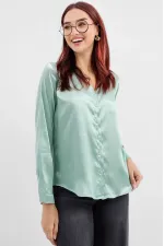Chemise hijab verte satinée pour femme HZL25W-BD139641