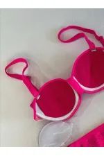 Women's Fuchsia Stone Embroidered Lined Bikini Set HZL25S-LC3361