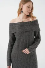 Robe en maille oversize à col Madonna 15920 - Anthracite