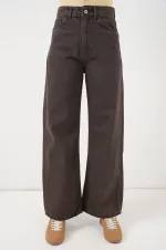 Women's Wide Leg High Waist Palazzo Jeans 6656 - Brown