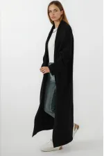 Cardigan long en maille oversize noir pour femme HZL25W-BD1103041