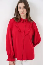 Chemise à manches longues à volants 20223 - Rouge