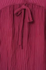 Women's Front Lace-Up Long-Sleeve Blouse 946 - Burgundy