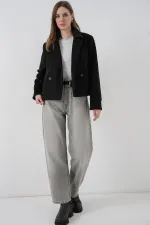 Kadın Kısa Kaşe Ceket 0725 - Siyah